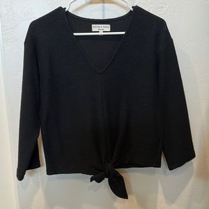 Madewell black top with tie detail